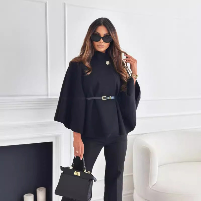 Cape en Laine Ceinturée – Chic et Chaude pour l’Hiver