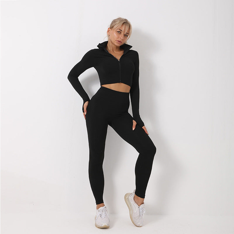 Ensemble Sport 3 Pièces Veste Zippée & Legging Gainant — Performance & Style à la Salle comme en Ville