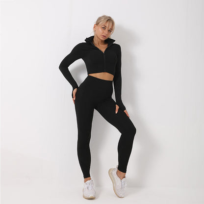 Ensemble Sport 3 Pièces Veste Zippée & Legging Gainant — Performance & Style à la Salle comme en Ville