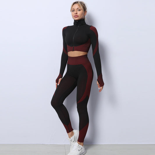 Ensemble Sport 3 Pièces Veste Zippée & Legging Gainant — Performance & Style à la Salle comme en Ville